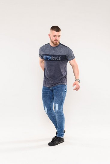 D555 Anson Originals Printed T-shirt Denim Marl - Tričká - Nadrozmerné tričká - 2XL-14XL