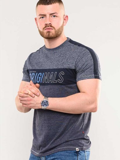 D555 Anson Originals Printed T-shirt Denim Marl - Tričká - Nadrozmerné tričká - 2XL-14XL