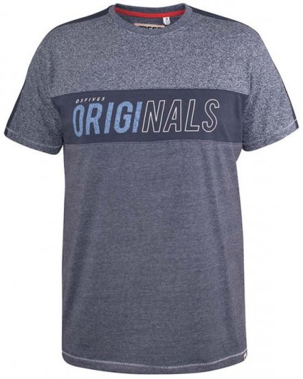 D555 Anson Originals Printed T-shirt Denim Marl - Tričká - Nadrozmerné tričká - 2XL-14XL