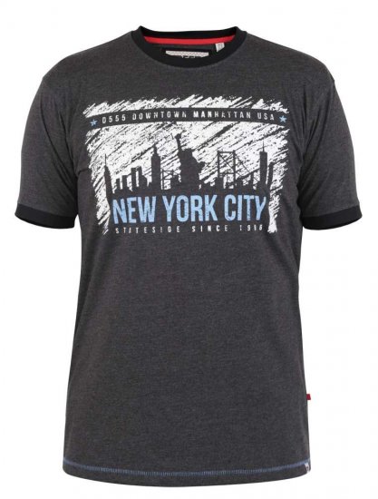 D555 Dowland T-Shirt With Ribbed Neck And Cuffs - Tričká - Nadrozmerné tričká - 2XL-14XL