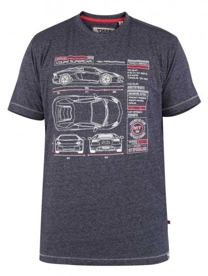 D555 Oakhill Super Car Blueprint T-shirt - Tričká - Nadrozmerné tričká - 2XL-14XL