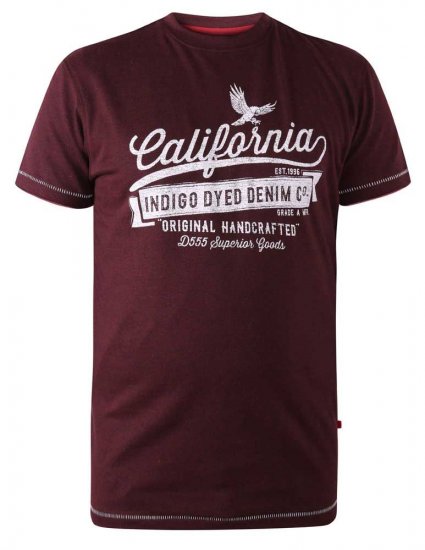 D555 Wharf California Eagle Printed T-Shirt Burgundy - Tričká - Nadrozmerné tričká - 2XL-14XL