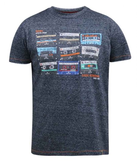 D555 Apsey Multi Cassette Tape Printed T-Shirt - Tričká - Nadrozmerné tričká - 2XL-14XL