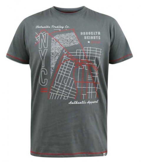 D555 Cobbler Nyc Birdseye Map Printed T-Shirt - Tričká - Nadrozmerné tričká - 2XL-14XL