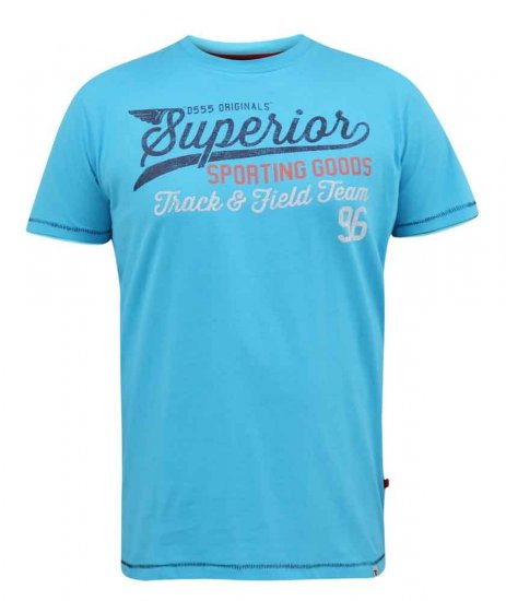 D555 Rushden Superior Printed T-Shirt Turquoise - Tričká - Nadrozmerné tričká - 2XL-14XL