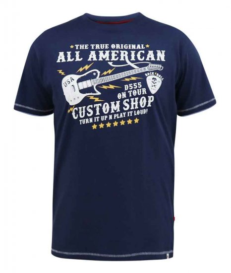 D555 Bronte All American Guitar Printed T-Shirt - Tričká - Nadrozmerné tričká - 2XL-14XL