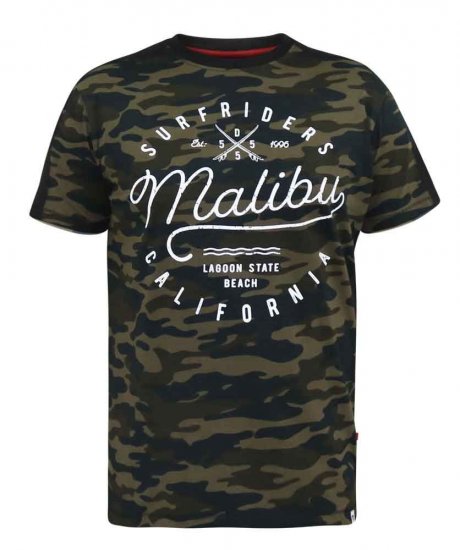 D555 Sullivan Ao Camo T-Shirt With Chest Print - Tričká - Nadrozmerné tričká - 2XL-14XL