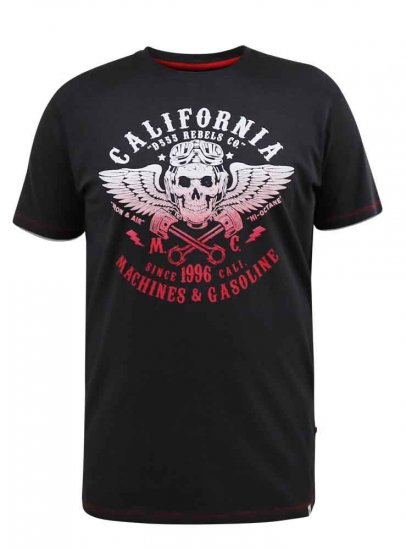 D555 Charles California Rebel Skull Printed T-Shirt - Tričká - Nadrozmerné tričká - 2XL-14XL