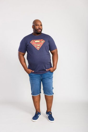D555 Scampton Official Superman Printed T-Shirt Navy - Tričká - Nadrozmerné tričká - 2XL-14XL
