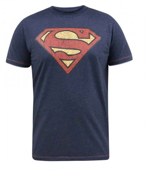 D555 Scampton Official Superman Printed T-Shirt Navy - Tričká - Nadrozmerné tričká - 2XL-14XL