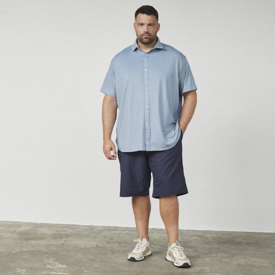 North Latitude 61116 Melírovaná Piké Košeľa Krátky Rukáv Modrá - Polokošele - Polokošele 2XL-8XL