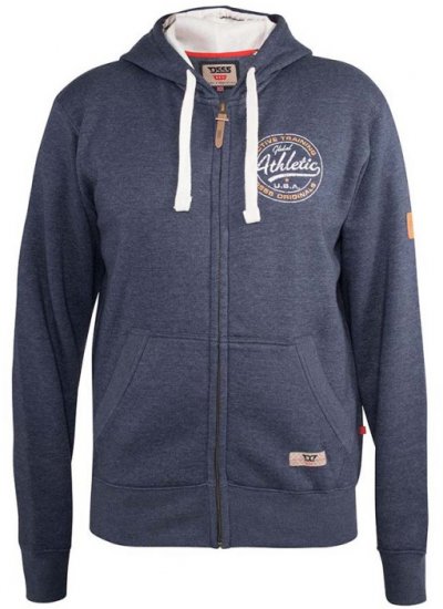 D555 Orchid Chest Printed Zip Through Hoody Denim Blue - Mikiny & mikiny bez kapucne - Mikiny & Mikiny s Kapucňou 2XL-12XL