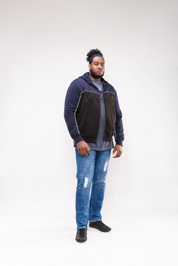 D555 Vincent Full Zip Hoody With Chest And Sleeve Piping Detail - Mikiny & mikiny bez kapucne - Mikiny & Mikiny s Kapucňou 2XL-12XL