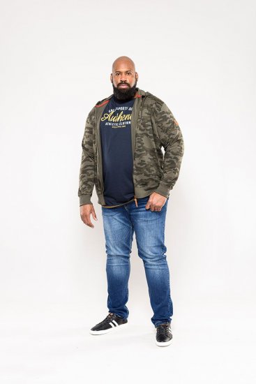 D555 Antonio Camo Printed Zip Through Hoody - Mikiny & mikiny bez kapucne - Mikiny & Mikiny s Kapucňou 2XL-12XL
