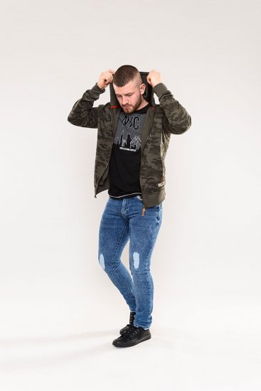 D555 Antonio Camo Printed Zip Through Hoody - Mikiny & mikiny bez kapucne - Mikiny & Mikiny s Kapucňou 2XL-12XL