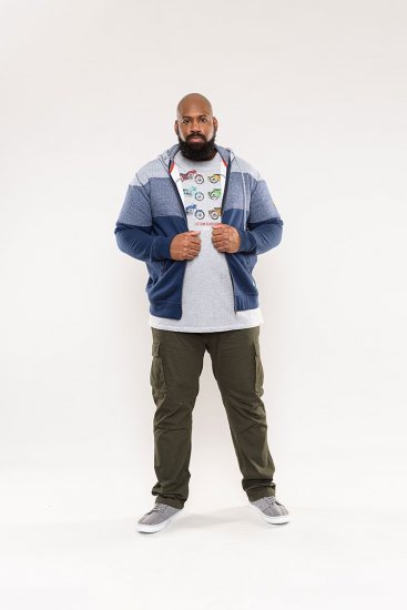 D555 Columbus Cut And Sew Panelled Zip Through Hoody Blue - Mikiny & mikiny bez kapucne - Mikiny & Mikiny s Kapucňou 2XL-12XL