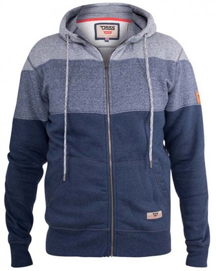 D555 Columbus Cut And Sew Panelled Zip Through Hoody Blue - Mikiny & mikiny bez kapucne - Mikiny & Mikiny s Kapucňou 2XL-12XL