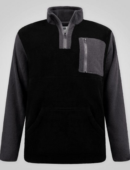 D555 Daly Quarter Zip Fleece Sweatshirt Čierna/Sivá - Mikiny & mikiny bez kapucne - Mikiny & Mikiny s Kapucňou 2XL-12XL