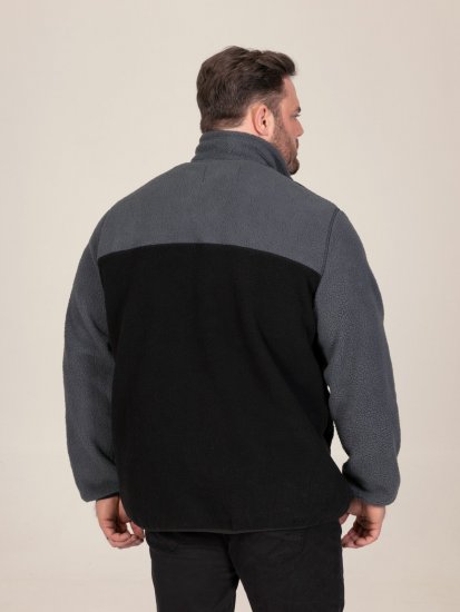 D555 Daly Quarter Zip Fleece Sweatshirt Čierna/Sivá - Mikiny & mikiny bez kapucne - Mikiny & Mikiny s Kapucňou 2XL-12XL