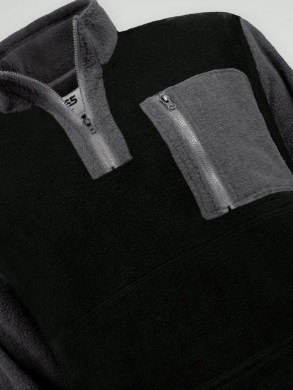 D555 Daly Quarter Zip Fleece Sweatshirt Čierna/Sivá - Mikiny & mikiny bez kapucne - Mikiny & Mikiny s Kapucňou 2XL-12XL
