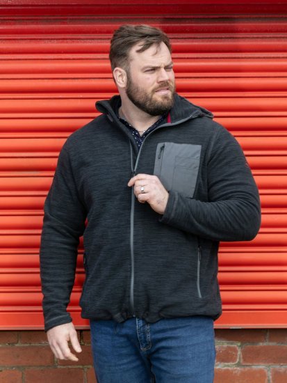 D555 Daly Quarter Zip Fleece Sweatshirt Čierna/Sivá - Mikiny & mikiny bez kapucne - Mikiny & Mikiny s Kapucňou 2XL-12XL