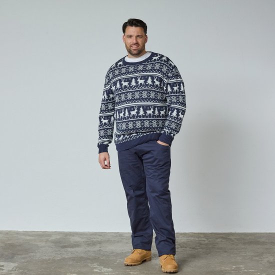 North Latitude 63144 Fjell Reindeer Knit Námornícka modrá - Mikiny & mikiny bez kapucne - Mikiny & Mikiny s Kapucňou 2XL-12XL