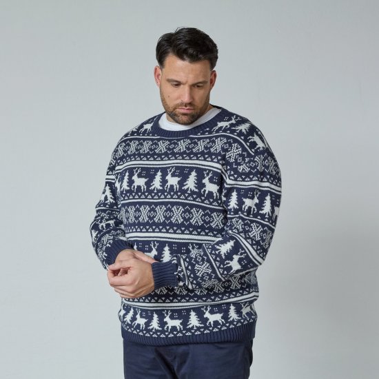 North Latitude 63144 Fjell Reindeer Knit Námornícka modrá - Mikiny & mikiny bez kapucne - Mikiny & Mikiny s Kapucňou 2XL-12XL