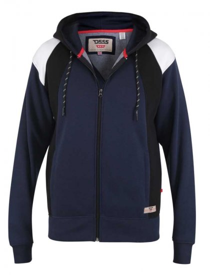 D555 Silverton Contrast Panneled Hoodie Navy - Mikiny & mikiny bez kapucne - Mikiny & Mikiny s Kapucňou 2XL-12XL