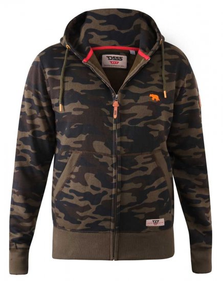 D555 Regent AOP Camo Zip Through Hoody - Mikiny & mikiny bez kapucne - Mikiny & Mikiny s Kapucňou 2XL-12XL