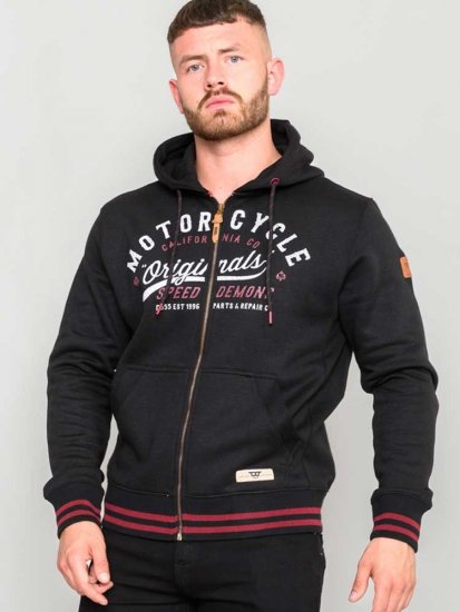 D555 Patrick Full Zip Hoody With 'Motorcycle' Chest Print - Mikiny & mikiny bez kapucne - Mikiny & Mikiny s Kapucňou 2XL-12XL