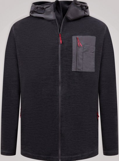 D555 Damien Micro Fleece Zip Through Hoody Čierna/Sivá - Mikiny & mikiny bez kapucne - Mikiny & Mikiny s Kapucňou 2XL-12XL