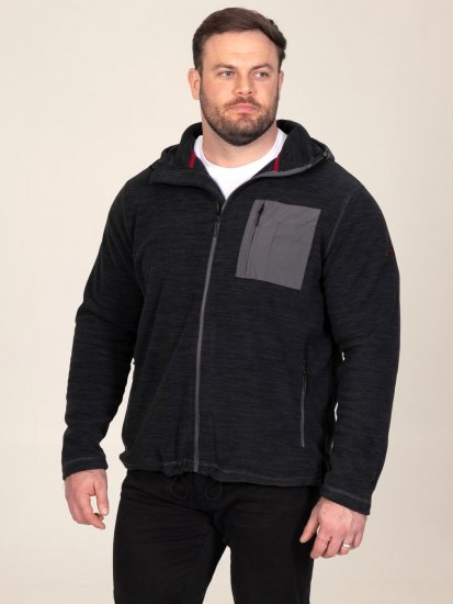 D555 Damien Micro Fleece Zip Through Hoody Čierna/Sivá - Mikiny & mikiny bez kapucne - Mikiny & Mikiny s Kapucňou 2XL-12XL