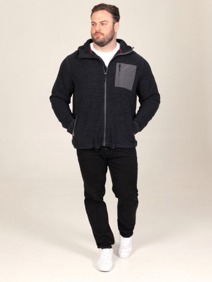 D555 Damien Micro Fleece Zip Through Hoody Čierna/Sivá - Mikiny & mikiny bez kapucne - Mikiny & Mikiny s Kapucňou 2XL-12XL