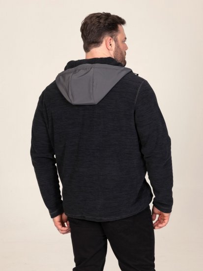 D555 Damien Micro Fleece Zip Through Hoody Čierna/Sivá - Mikiny & mikiny bez kapucne - Mikiny & Mikiny s Kapucňou 2XL-12XL