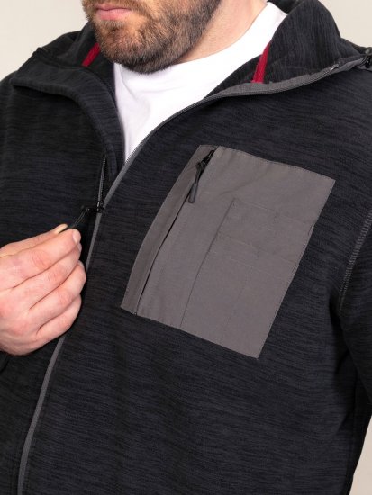 D555 Damien Micro Fleece Zip Through Hoody Čierna/Sivá - Mikiny & mikiny bez kapucne - Mikiny & Mikiny s Kapucňou 2XL-12XL