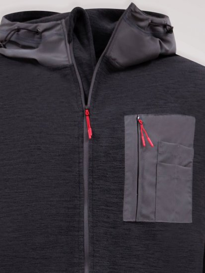 D555 Damien Micro Fleece Zip Through Hoody Čierna/Sivá - Mikiny & mikiny bez kapucne - Mikiny & Mikiny s Kapucňou 2XL-12XL