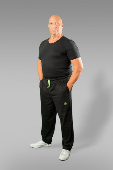 20 Nodi Long Leg Sports Pants in Combed Cotton Jersey Black - Tepláky & teplákové kraťasy - Tepláky & Teplákové kraťasy - 2XL-12XL