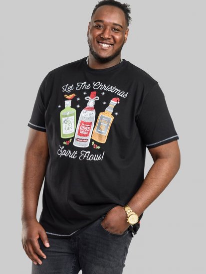 D555 SPIRIT Christmas Spirit Printed T-Shirt Black - Tričká - Nadrozmerné tričká - 2XL-14XL