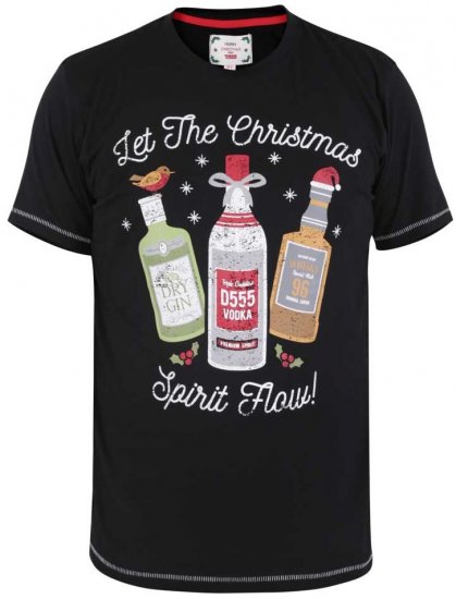 D555 SPIRIT Christmas Spirit Printed T-Shirt Black - Tričká - Nadrozmerné tričká - 2XL-14XL