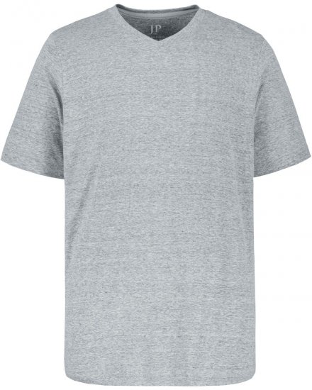 JP1880 702415 Tričko s véčkovým výstrihom Sivá melír - Tričká - Nadrozmerné tričká - 2XL-14XL