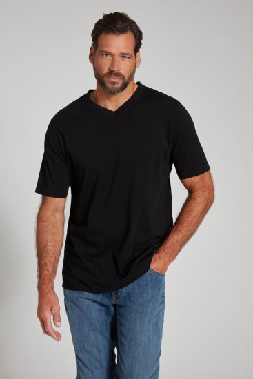 JP1880 702415 Tričko s véčkovým výstrihom Čierna - Tričká - Nadrozmerné tričká - 2XL-14XL