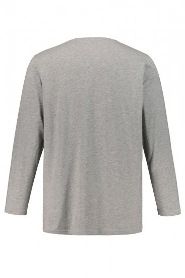 JP1880 702555 Tričko Henley s dlhým rukávom Sivá melír - Tričká - Nadrozmerné tričká - 2XL-14XL