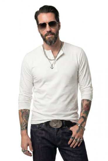 JP1880 702555 Tričko Henley s dlhým rukávom Biela - Tričká - Nadrozmerné tričká - 2XL-14XL