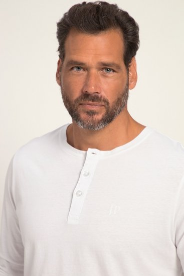 JP1880 702555 Tričko Henley s dlhým rukávom Biela - Tričká - Nadrozmerné tričká - 2XL-14XL
