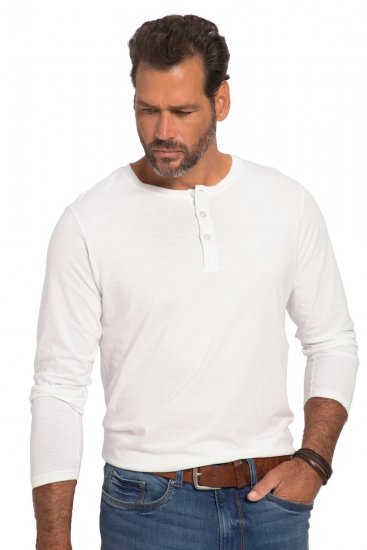 JP1880 702555 Tričko Henley s dlhým rukávom Biela - Tričká - Nadrozmerné tričká - 2XL-14XL