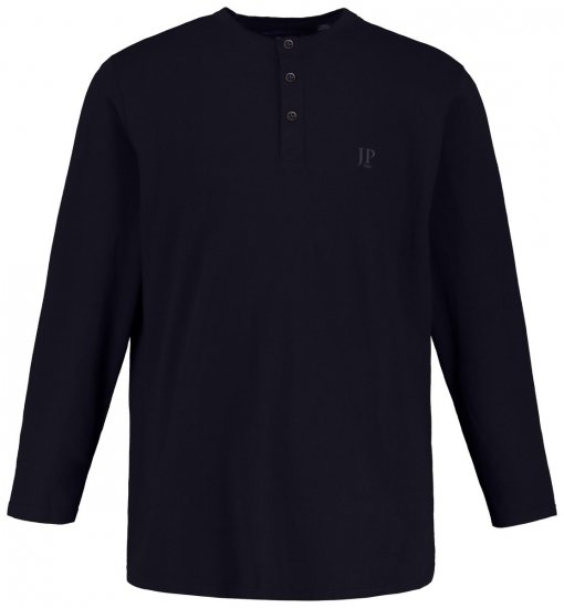 JP1880 702555 Tričko Henley s dlhým rukávom Tmavomodrá - Tričká - Nadrozmerné tričká - 2XL-14XL