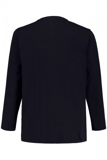 JP1880 702555 Tričko Henley s dlhým rukávom Tmavomodrá - Tričká - Nadrozmerné tričká - 2XL-14XL