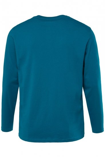 JP1880 Henley T-shirt Long Sleeve Blue - Tričká - Nadrozmerné tričká - 2XL-14XL