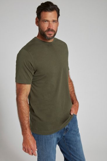 JP1880 702558 Tričko s okrúhlym výstrihom Tmavo olivová - Tričká - Nadrozmerné tričká - 2XL-14XL