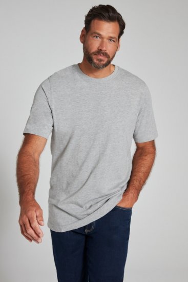 JP1880 702558 Tričko s okrúhlym výstrihom Sivá melír - Tričká - Nadrozmerné tričká - 2XL-14XL